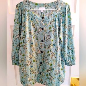 J. Jill Floral Paisley Button-Up Blouse Medium